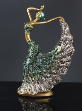 新款孔雀舞女摆件家居酒柜玄关电视柜艺术品摆件树脂工艺品