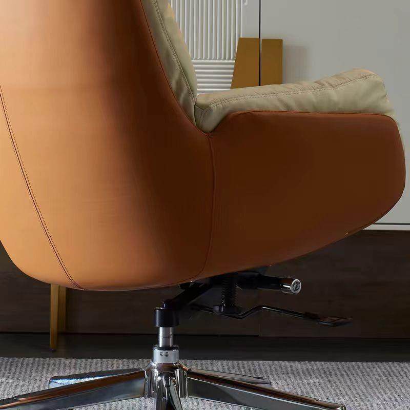 办公椅家用老板椅办公室牛皮电脑椅奶油风网红椅轻奢橙高档直播椅,淘宝优惠券,粉丝福利购,淘宝优惠卷