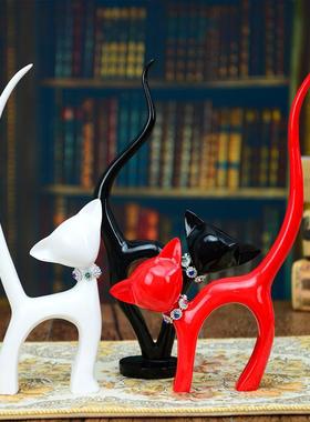 欧式礼品工艺摆件树脂家居工艺礼品装饰品创意一家三口小猫摆设