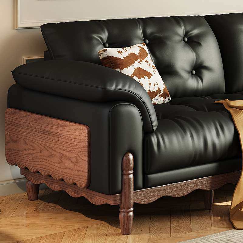 中古风沙发客厅油蜡皮小户型黑色家用法式复古风皮艺沙发2025新款,淘宝优惠券,粉丝福利购,淘宝优惠卷