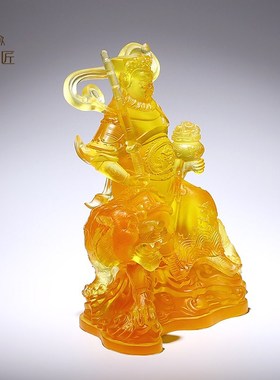 速发琉璃骑虎武财神赵公明摆件客厅供财位五路财神佛里用正奉家像