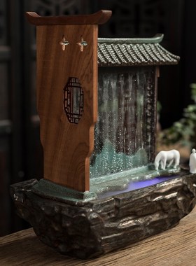 速发创意陶瓷流加器客厅家公喷泉水湿器办居摆件招财开业礼品