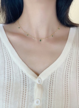 Exquisite Green Zircon Clavicle Chain Necklace Choker Neckla