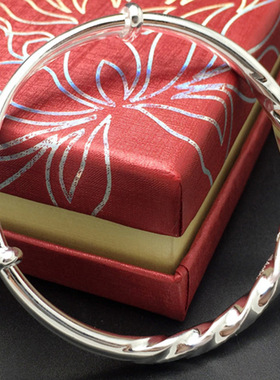 咖亿饰品 新品镀银手镯复古麻花女款时尚首饰简约手镯推拉款