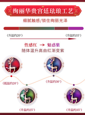 S925银一路有你感温变色女士宫廷手链国潮故宫风格小鹿手链