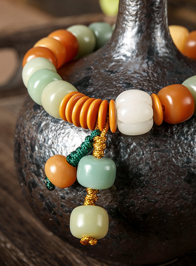 天悦名坊多宝菩提白玉南瓜佛珠手串手链男女款民族风禅意配饰饰品