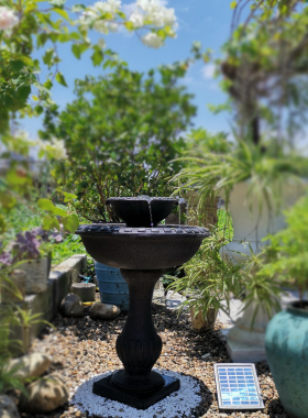 花园装饰摆件喷泉黑色简约双层流水景观别墅庭院户外家居布置欧式