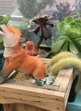 热销树脂创意新款可爱九尾狐狸摆件家居办公桌面装饰花园庭院