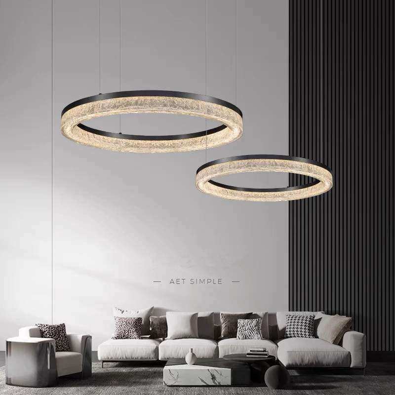 意式客厅吊灯大厅主灯全光谱家用轻奢高级感全铜创意圆环灯智能,淘宝优惠券,粉丝福利购,淘宝优惠卷