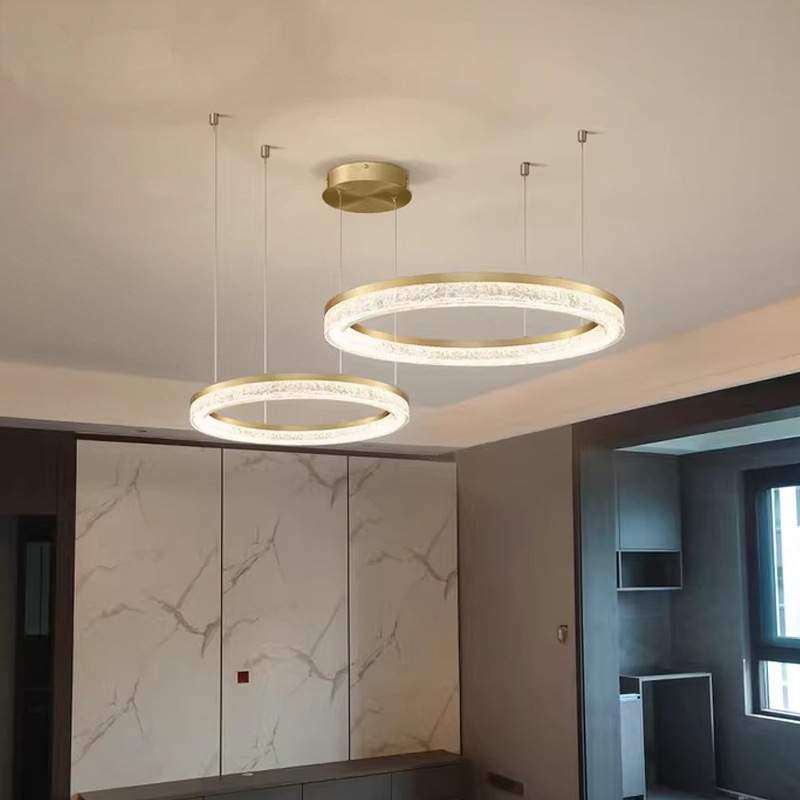意式客厅吊灯大厅主灯全光谱家用轻奢高级感全铜创意圆环灯智能,淘宝优惠券,粉丝福利购,淘宝优惠卷