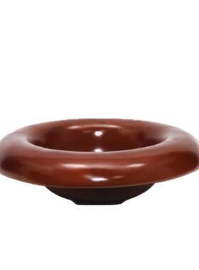 意式创意简约中古果盘枣红水果盘原型样板房客厅茶几装饰品摆件