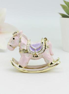 卡通摇摇马首饰盒珐琅工艺合金小摆件创意小礼品外贸家居小饰品