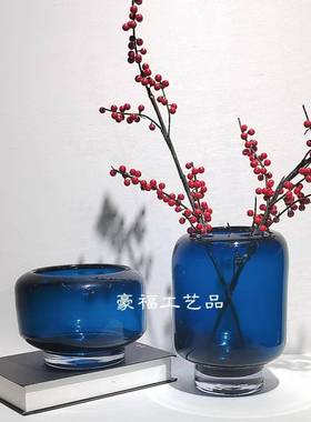 轻奢现代简约琉璃花瓶插花装饰摆件家居样板房餐厅桌面设计摆件