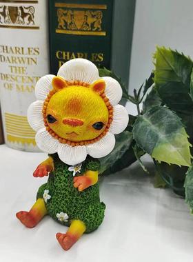 跨境新品向日葵装饰品小葵花精灵摆件花园庭院桌面树脂摆件工艺品