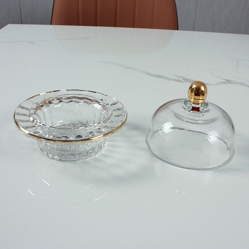 轻奢创意金边透明燕窝碗银耳盅玻璃带盖甜品碗样板间W装饰玻璃盖,淘宝优惠券,粉丝福利购,淘宝优惠卷