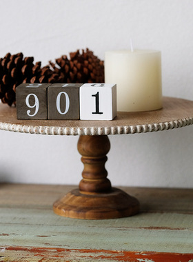 侘寂风木质装饰置物架家用法式复古蛋糕架面包托盘民Y宿玄关果盘