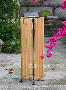 新中式太阳能仿藤编灯别墅庭院灯防水花园装饰灯户外藤编落地灯