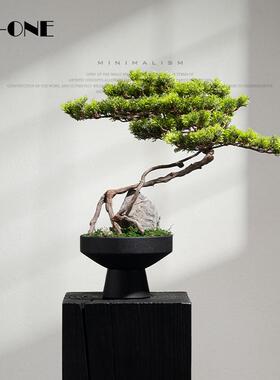 东方美学陶瓷迎客松绿植盆景茶室玄关台角落高级感摆件