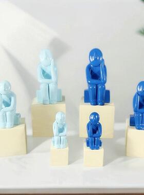 现简约欧式北欧思考者沉思者人像摆件雕塑样板房售楼处软装饰品