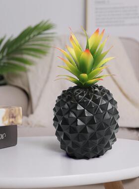 树脂工艺品菠萝植物绿植公桌摆件北欧田园凤梨韩风餐厅盆景假花