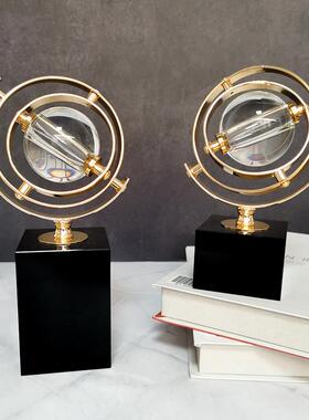 轻奢家居件关大客厅会所办公JNA室桌面装饰品摆创意理石玄水晶地