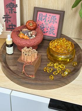 客厅玄关桌面摆件红红火火聚宝盆香薰扩香石家居好物招财聚财装饰