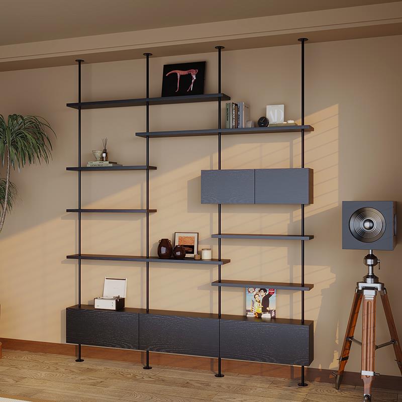 Nordic simple bookshelf integrated living room partition display display rack household floor-to-ceiling bookcase overhead storage rack