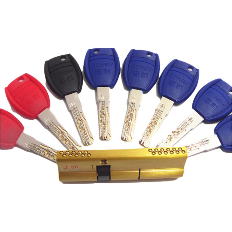 原厂防盗门锁芯超B级防锡纸全铜防盗锁心大门通用双排带钥匙锁具 - 图2