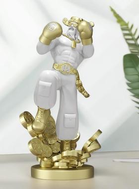 轻奢现代肌肉武财神爷摆件家居饰品店铺吧台酒柜办公室装饰品摆设