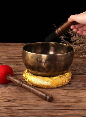 尼泊尔手工满月钵铜磬瑜伽冥想钵 佛音钵音疗佛音碗古铜颂钵摆件
