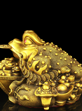 速发纯铜金蟾摆件日进斗金金蟾金财铜聚宝盆招蟾办店室客厅公铺开