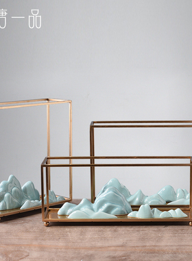 速发招中式假山板件禅意新财样摆房客厅玄关电视柜室内装饰工艺品