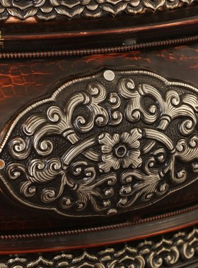 速发西藏特色糌尼盒红件藏式客厅摆铜粑泊尔手工工艺品水果盘储物