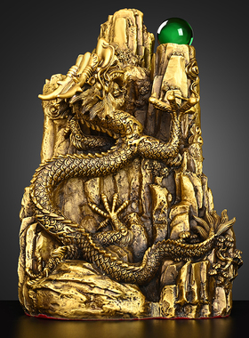 速发龙龙生件纯铜双龙戏珠五爪铜金龙客厅办公室工艺品大号摆肖龙