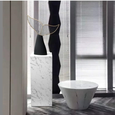 速发?客厅摆件落地基座酒店会所术品展示抽奢座理石底大台轻象摆