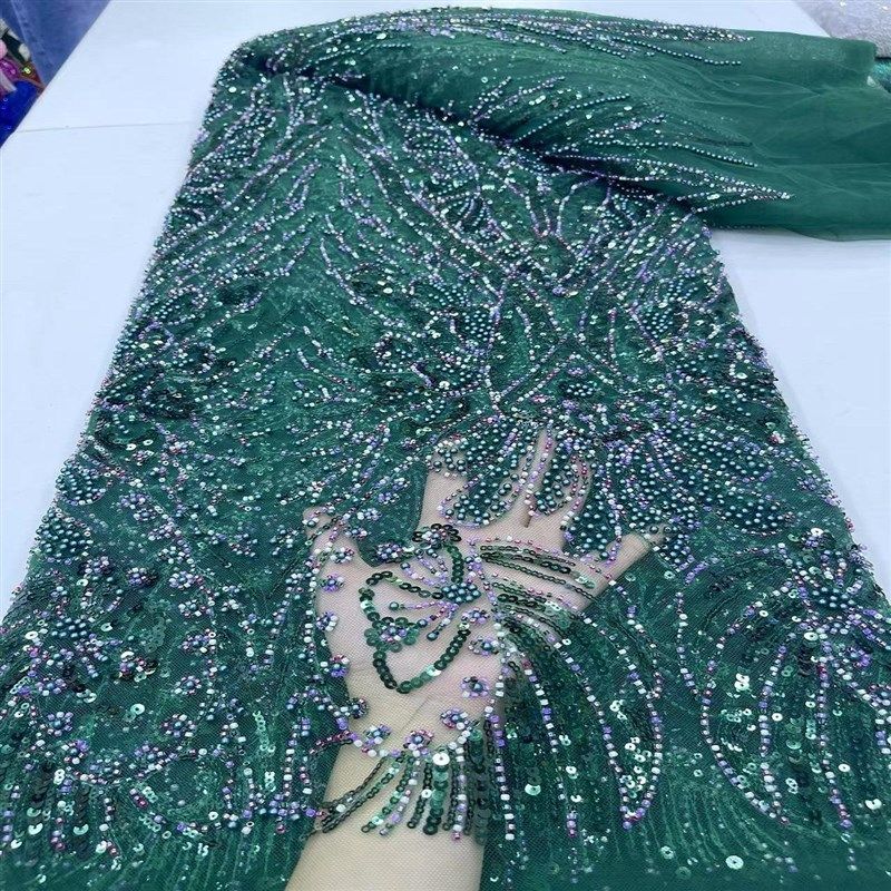 热销欧美新款泡珠珠管亮片刺绣蕾丝网纱绣花布料高定婚纱礼服面料,淘宝优惠券,粉丝福利购,淘宝优惠卷