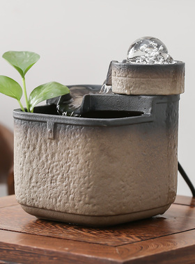 简约小流水摆件办公桌风水轮不插电usb送同事朋友Y对象中秋礼物