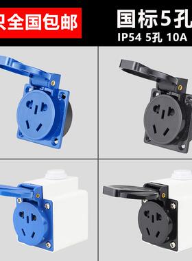 通用防爆插座盒接线盒ip54三孔10a国标多功能孔防水工业220v