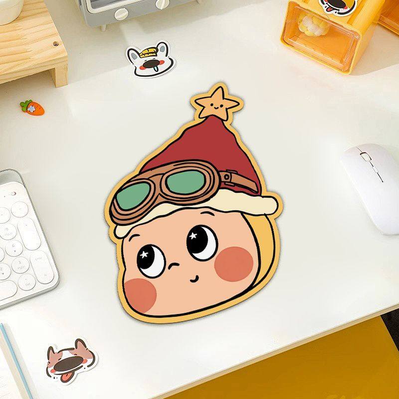 星星人圣诞帽卡通可爱鼠标垫小号异形办公室防滑桌垫耐磨通用杯垫,淘宝优惠券,粉丝福利购,淘宝优惠卷