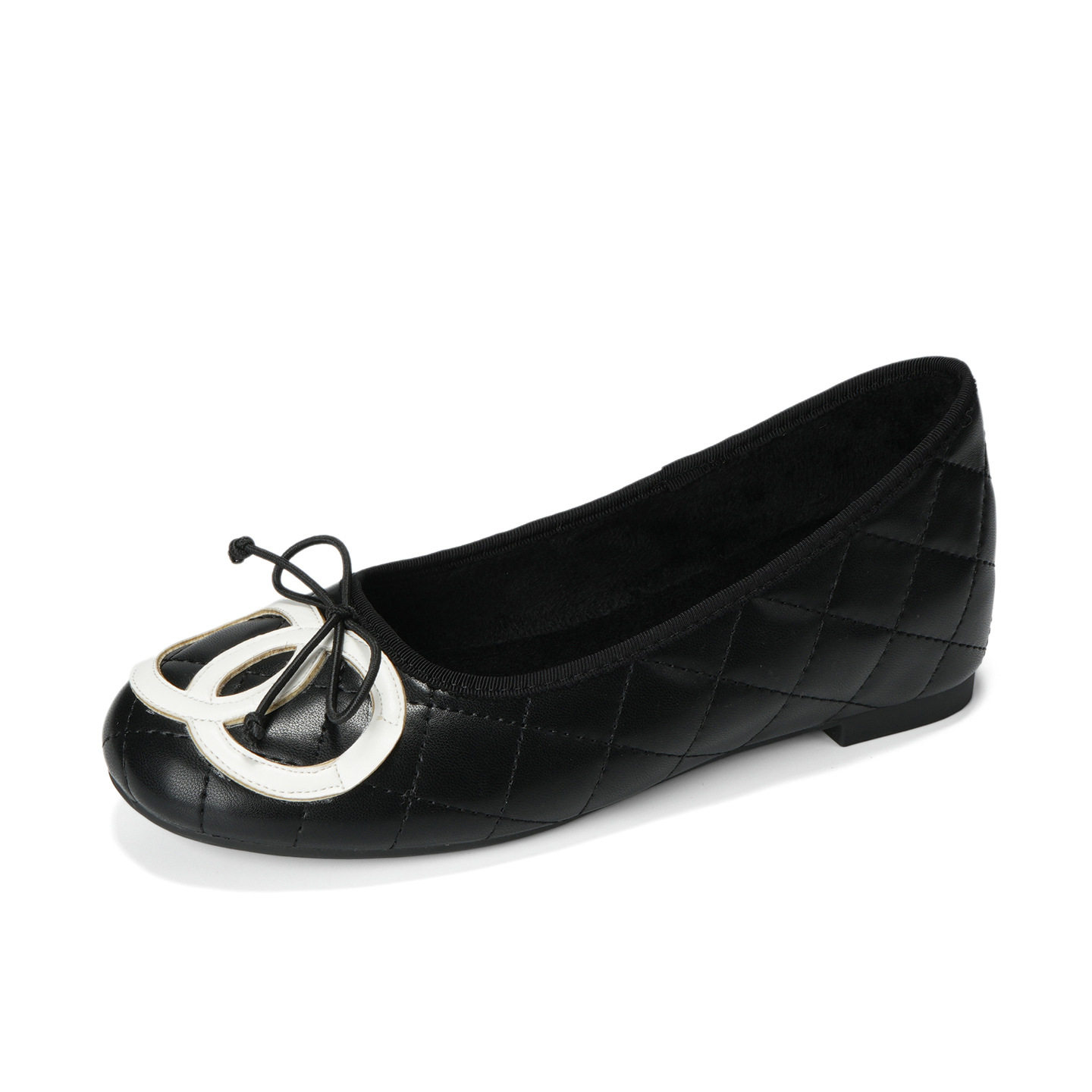 2025秋季新款真皮小香风黑白菱格芭蕾舞鞋女平底蝴蝶结单鞋中古风,淘宝优惠券,粉丝福利购,淘宝优惠卷