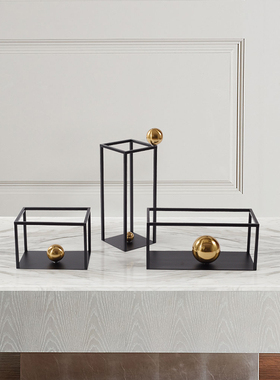 【特价】现代几何金属摆件客厅电视柜简约家居饰品轻奢样板房软装