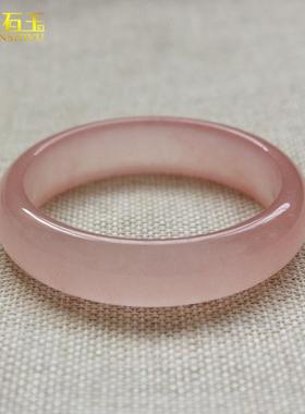 手镯子玉镯天然金丝玉粉色玛瑙冰种浅玉石玉器冰透戈壁石英岩直播