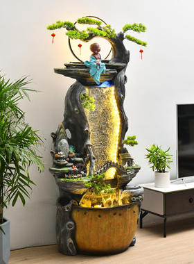 好货院子景观流水时来运转财源滚滚日进斗金生轻奢鱼缸新中式茶台