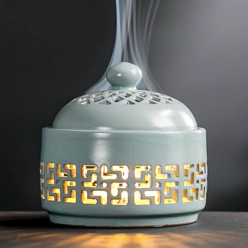 小夜灯香炉 创意工艺品倒流檀香炉 陶瓷盘香香薰炉居室摆件香薰灯,淘宝优惠券,粉丝福利购,淘宝优惠卷