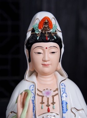 陶瓷南海观音菩萨佛像客厅家用神像供奉佛摆件观世音菩萨像