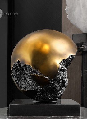 北欧创意大理石底座铝金属雕塑装饰品摆件客厅样板间桌面软装摆设