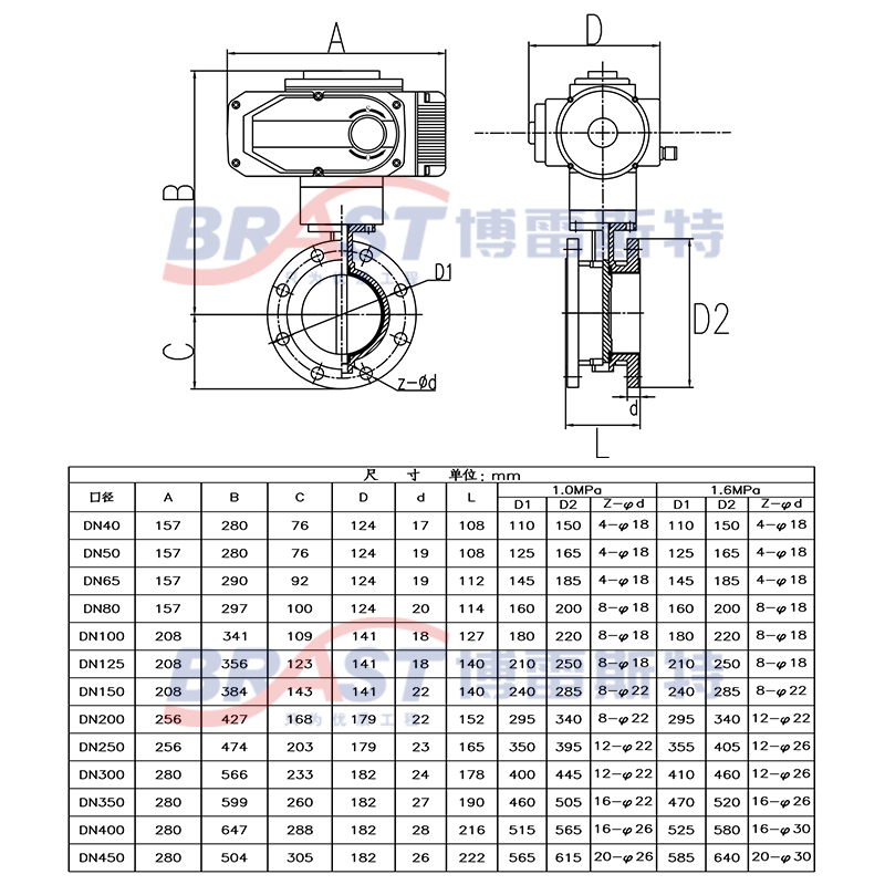 推荐V电动法兰全衬四氟蝶阀D941F-10/16Q球墨铸铁阀体衬四氟板精