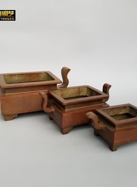 复古宣德炉大号铜香炉家用室内供佛寺庙供奉焚香炉四方鼎香炉摆件