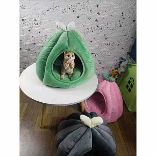 新款直销猫窝狗窝宠物窝南瓜窝半封闭猫窝保暖帐篷窝窝垫睡袋窝深 - 图1