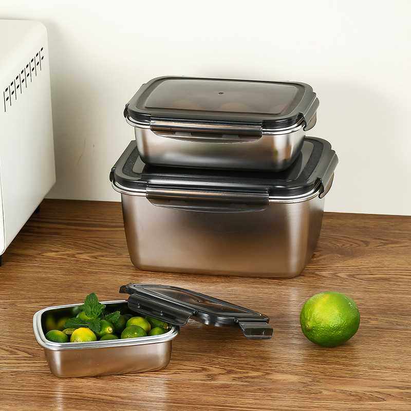 新款直销316不锈钢保鲜盒食品级冰箱专用便当盒密封收纳水果保鲜,淘宝优惠券,粉丝福利购,淘宝优惠卷